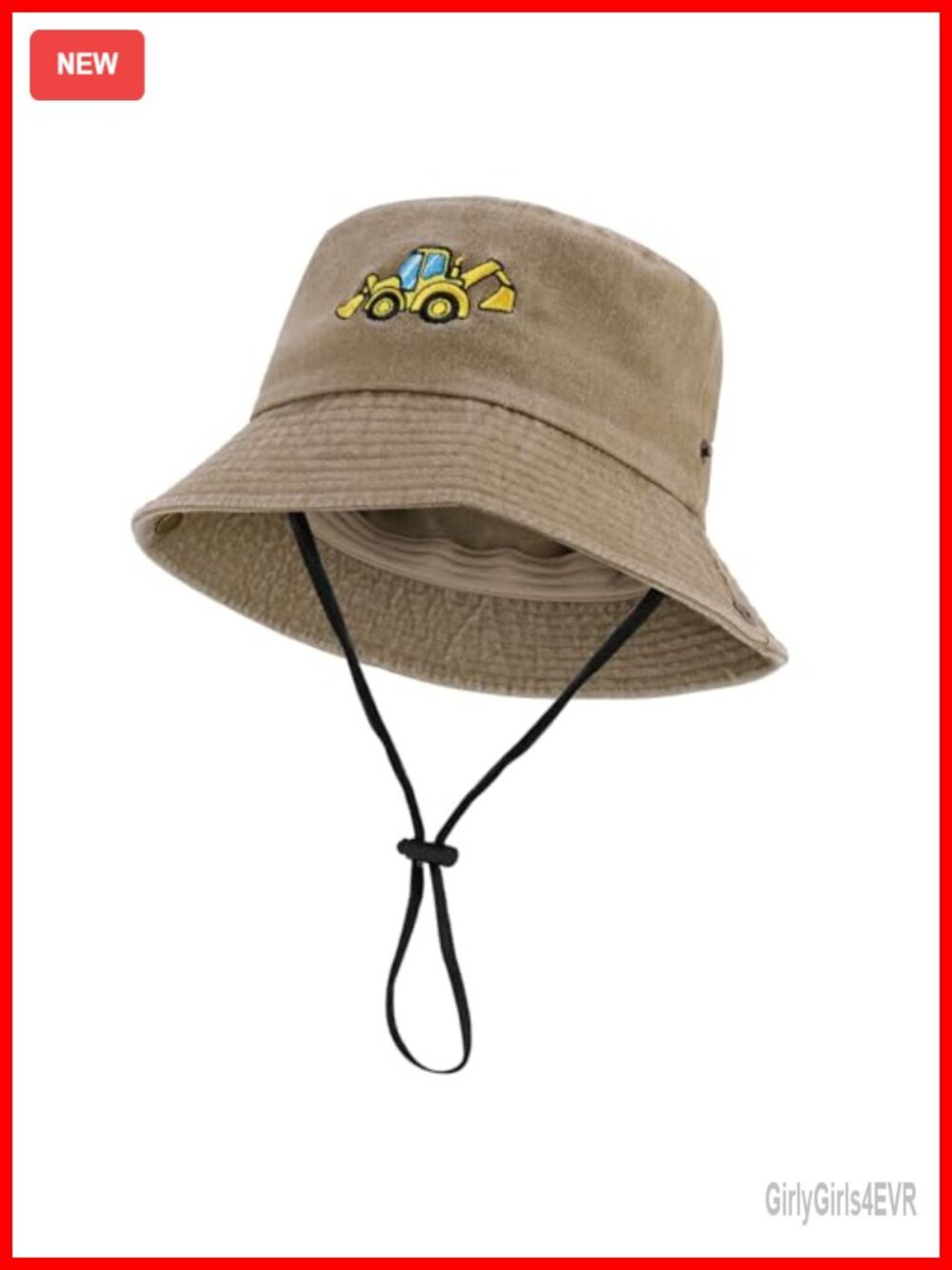 Toddler Excavator Bucket Hat with Adjustable Chin Strap for Boys
